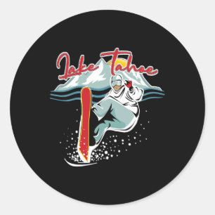 Lake Tahoe Sierra Nevada California Snowboarding S Classic Round Sticker