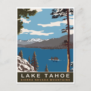 Lake Tahoe, Sierra Nevada Mountains, Travel Postcard