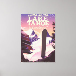 Lake Tahoe Sierra Nevada USA Snowboarding poster Canvas Print