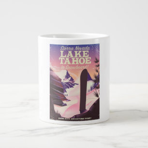 Lake Tahoe Sierra Nevada USA Snowboarding poster Large Coffee Mug