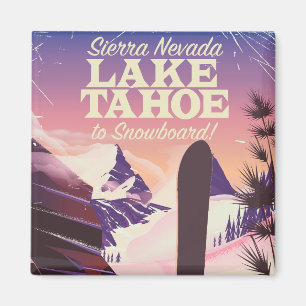 Lake Tahoe Sierra Nevada USA Snowboarding poster Magnet