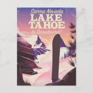 Lake Tahoe Sierra Nevada USA Snowboarding poster Postcard