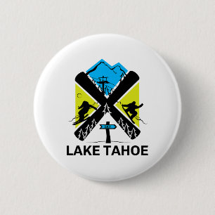 Lake Tahoe Skiing And Snowboarding 6 Cm Round Badge