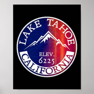 Lake Tahoe Skiing Winter Souvenir Travel Ski Calif Poster