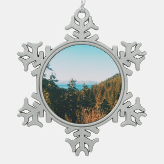 Lake Tahoe  Snowflake Pewter Christmas Ornament