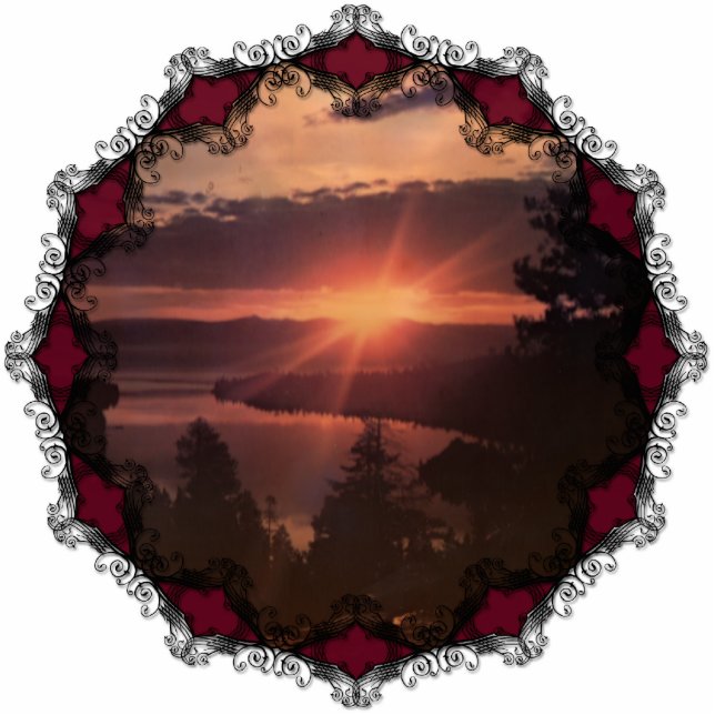 Lake Tahoe Sunrise Ornament Photo Sculpture Decoration (Front)