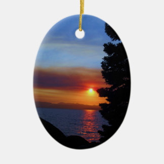 Lake Tahoe Sunset Ceramic Tree Decoration
