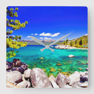 Lake Tahoe View Square Wall Clock