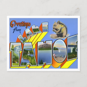 Lake Tahoe Vintage Big Letters Postcard