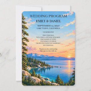 Lake Tahoe Vintage Poster Wedding Program Card