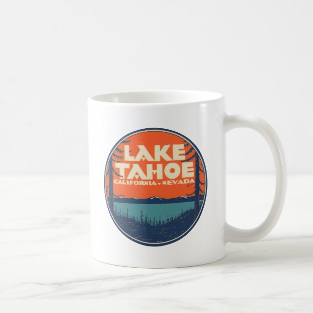 Lake Tahoe Vintage Travel Decal Design Coffee Mug (Right)