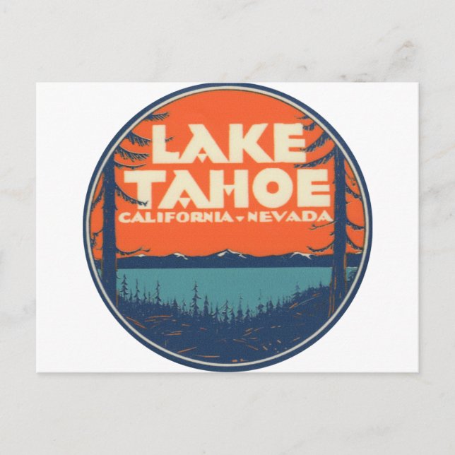 Lake Tahoe Vintage Travel Decal Design Postcard (Front)