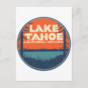 Lake Tahoe Vintage Travel Decal Design Postcard