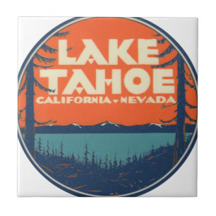 Lake Tahoe Vintage Travel Decal Design Tile