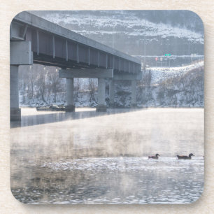 Lake Taneycomo Foggy Winter Fishing Coaster