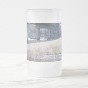 Lake Taneycomo Foggy Winter Fishing Frosted Glass  Beer Mug