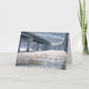 Lake Taneycomo Foggy Winter Fishing Greeting Card