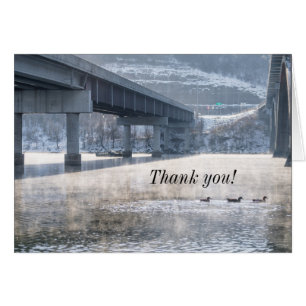 Lake Taneycomo Foggy Winter Fishing Thank You Card