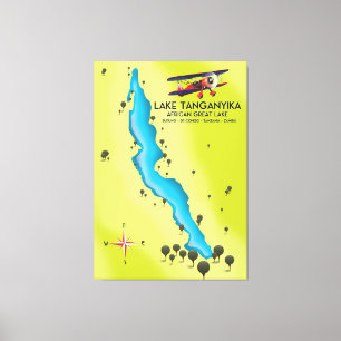 Lake Tanganyika African Great lake map Canvas Print