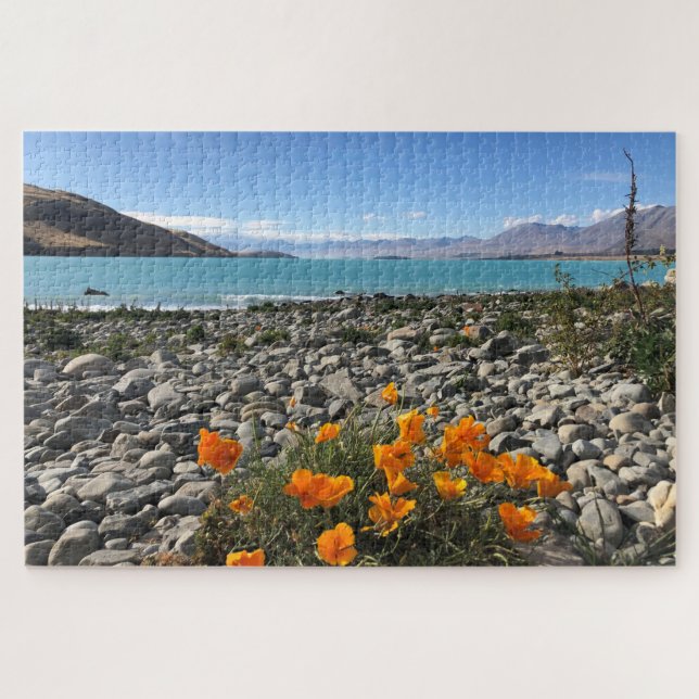 lake tekapo flowers jigsaw puzzle (Horizontal)