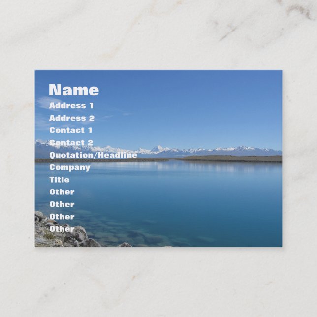 Lake Tekapo, New Zealand Business Card (Front)