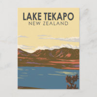 Lake Tekapo New Zealand Travel Art Vintage