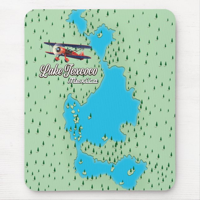 Lake Texcoco Mexico lake map Mouse Mat (Front)