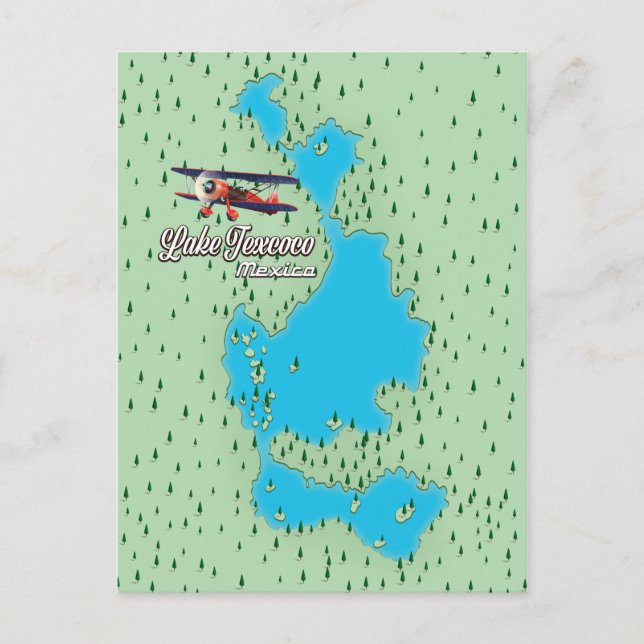 Lake Texcoco Mexico lake map Postcard (Front)