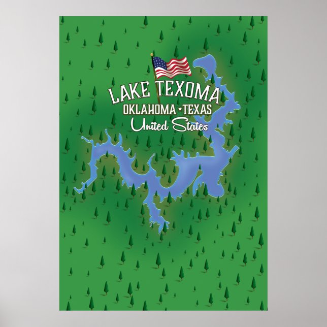 Lake Texoma USA map. Poster (Front)