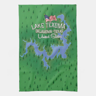 Lake Texoma USA map. Tea Towel