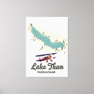 Lake Thun Switzerland map Canvas Print