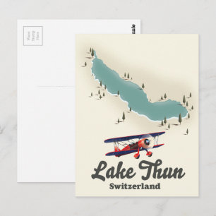 Lake Thun Switzerland map Postcard