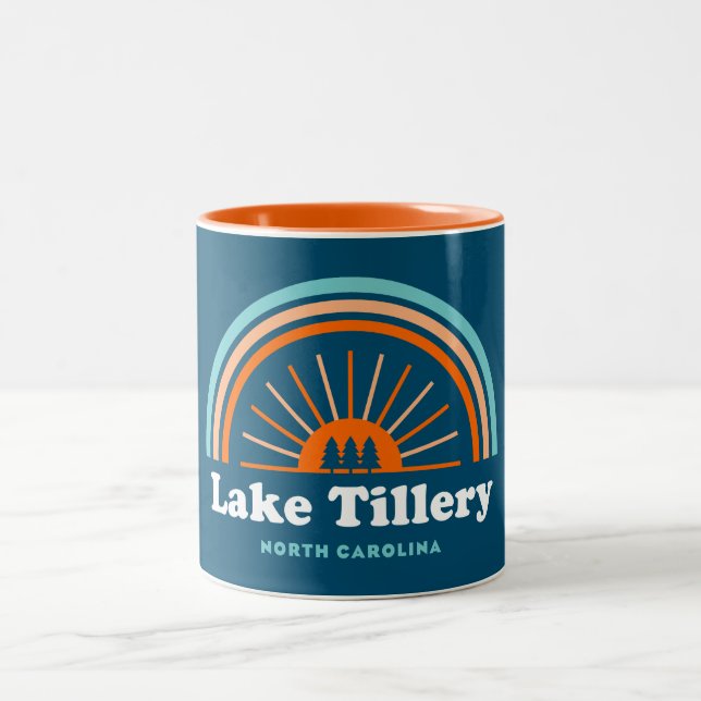 Lake Tillery North Carolina Rainbow Two-Tone Coffee Mug (Center)