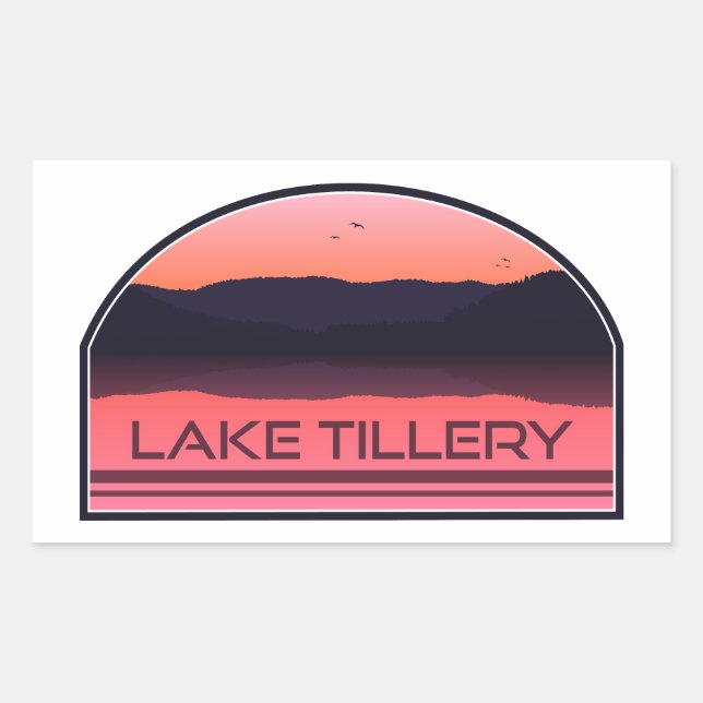 Lake Tillery North Carolina Red Sunrise Rectangular Sticker (Front)