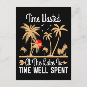 Lake Time Means Sunset Surfing Summer Relaxation Holiday Postcard