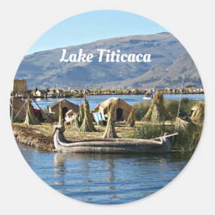 Lake Titicaca, Floating Island, Classic Round Sticker