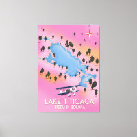 Lake Titicaca, peru, Bolivia lake map travel art