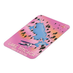 Lake Titicaca, peru, Bolivia lake map travel art Magnet
