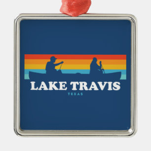 Lake Travis Austin Texas Canoe Metal Tree Decoration