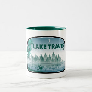 Lake Travis Austin Texas Deer Two-Tone Coffee Mug