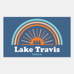 Lake Travis Austin Texas Rainbow Rectangular Sticker