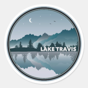 Lake Travis Austin Texas Reflection Classic Round Sticker