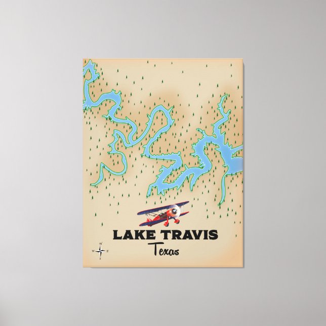 Lake Travis Texas map Canvas Print (Front)