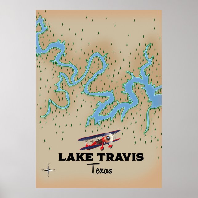 Lake Travis Texas map Poster (Front)