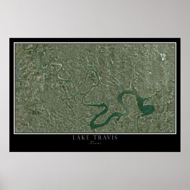 Lake Travis Texas Satellite Map Poster (Front)