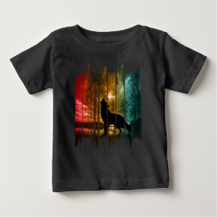 LAKE TREES WOLF HOWLING BABY T-Shirt