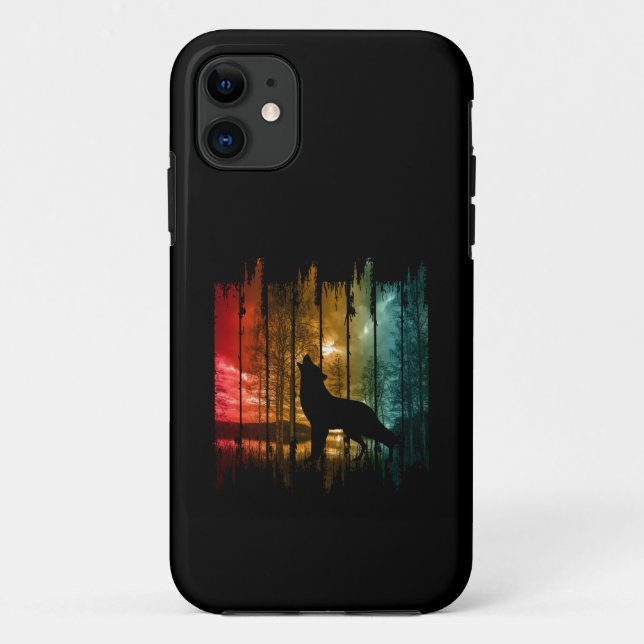 LAKE TREES WOLF HOWLING Case-Mate iPhone CASE (Back)