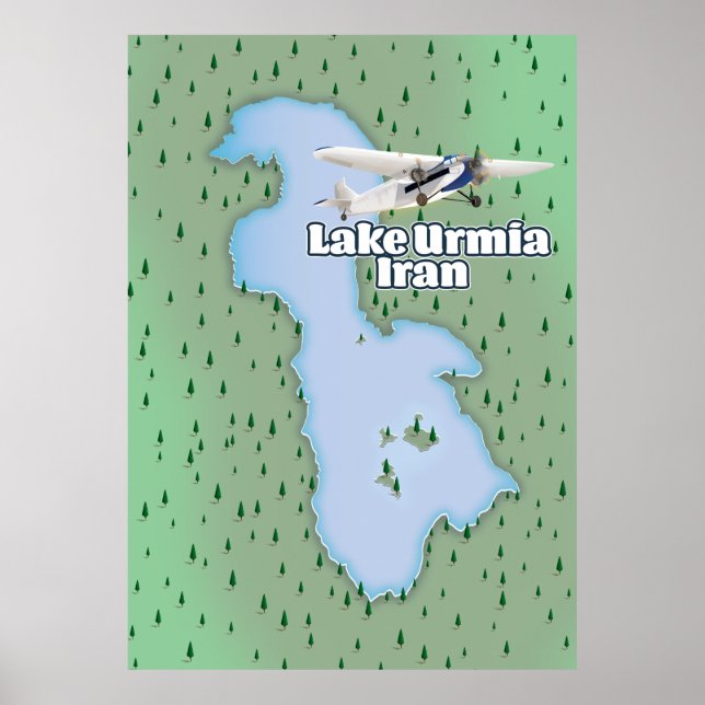 Lake Urmia Iran Travel Map Poster (Front)