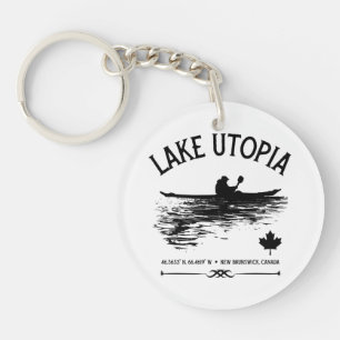  Lake Utopia New Brunswick Canada Lakes - Kayaker  Key Ring