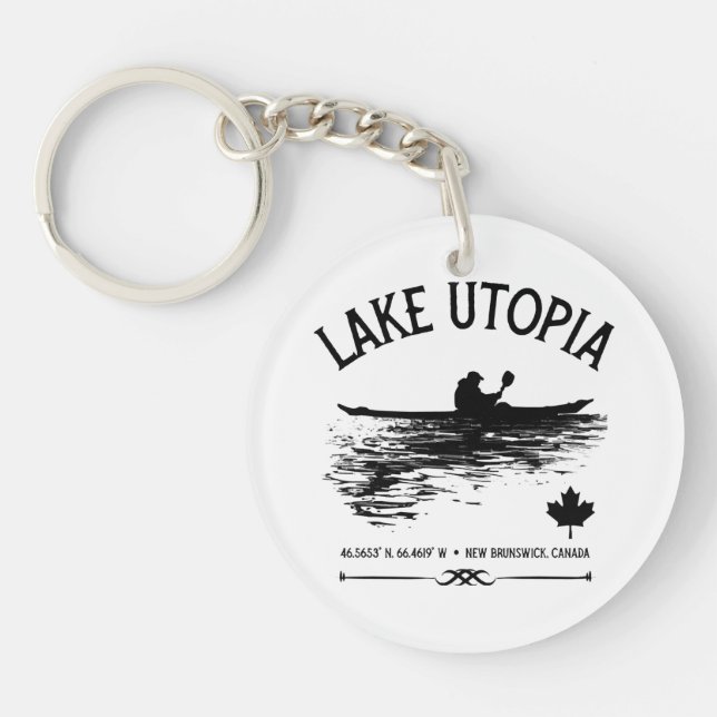  Lake Utopia New Brunswick Canada Lakes - Kayaker  Key Ring (Front)